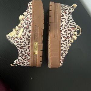 Puma Leopard Print Platform Sneakers in Tan, Brown and Black